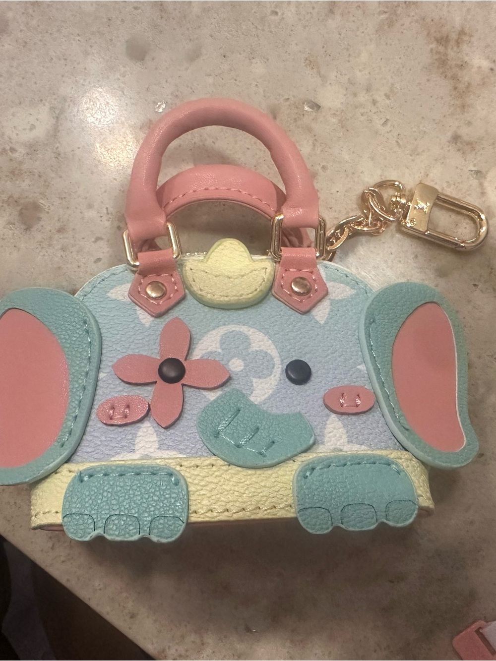 Cute Pink & Mint Elephant Keychain Bag Charm